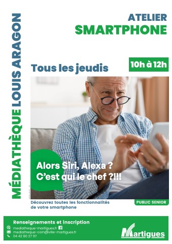 Affiche de l'&eacute;v&eacute;nement avec un homme tenant un smartphone dans ses mains.