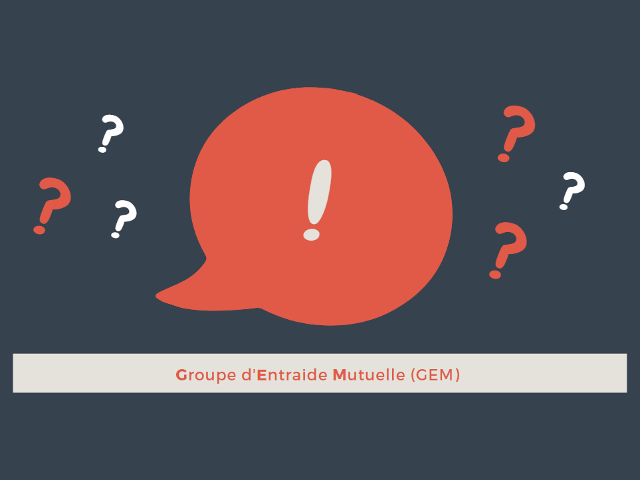 illustration de Groupe d'Entraide Mutuelle, points d'interrogations et réponse exclamative