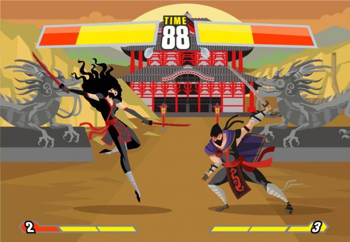 Illustration représentant un écran d'un jeu vidéo de combat