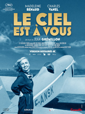 Affiche du film, une femme (Le personnage de Thérèse) en habit d’aviateur à côté d’un avion