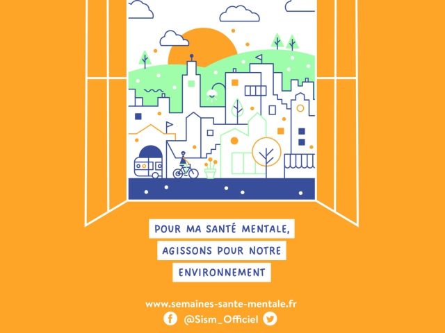 affiche orange de la 33e édition des semaines d'information sur la santé mentale