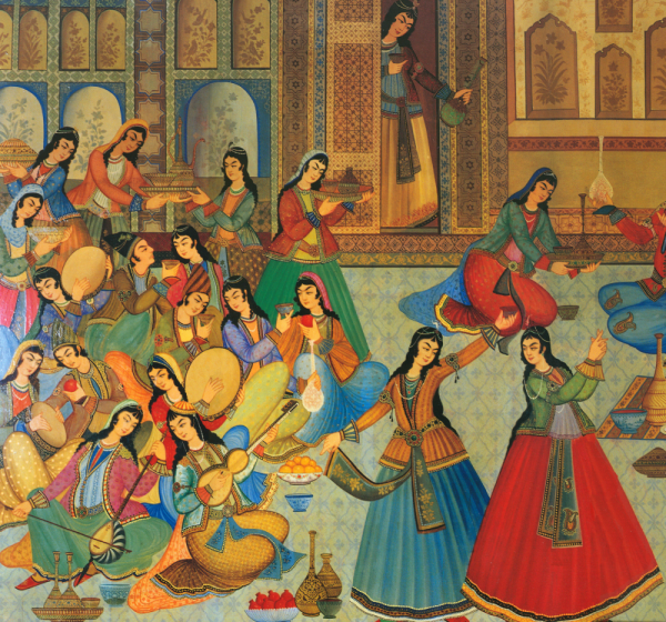 Peinture ancienne de musiciens persans