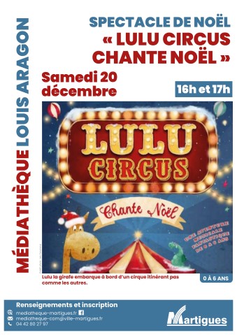 Affiche du spectacle avec une girafe et une roulotte.