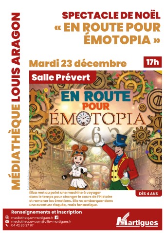 Affiche de l'événement représentant des rouages et deux personnages du spectacle