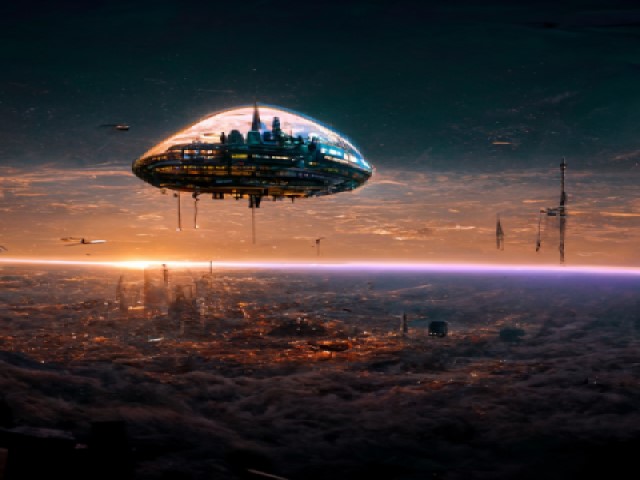 Image d'un vaisseau spatial dans un environnement SF.