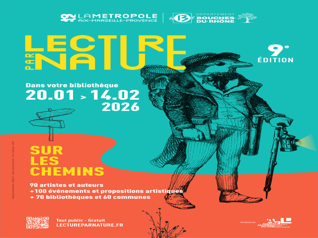 Image de l'&eacute;v&eacute;nement sur fond vert d'eau et orange repr&eacute;sentant un oiseau habill&eacute; comme un explorateur.