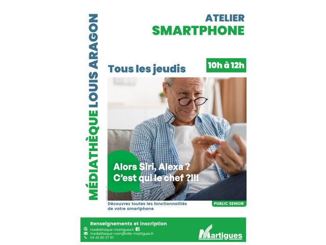 Affiche de l'&eacute;v&eacute;nement avec un homme tenant un smartphone dans ses mains.