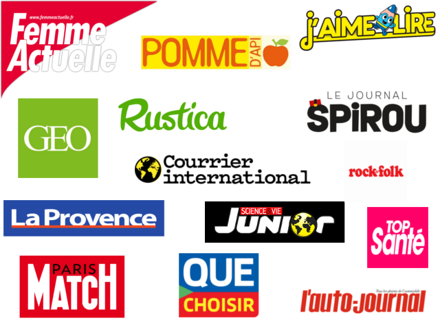 Agrégat de logo de titres de presse et magazines