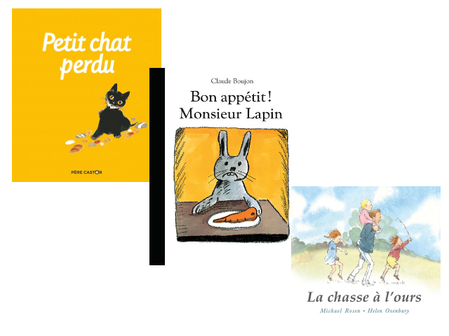 Couverture des 3 livres pour enfants lus par Claire