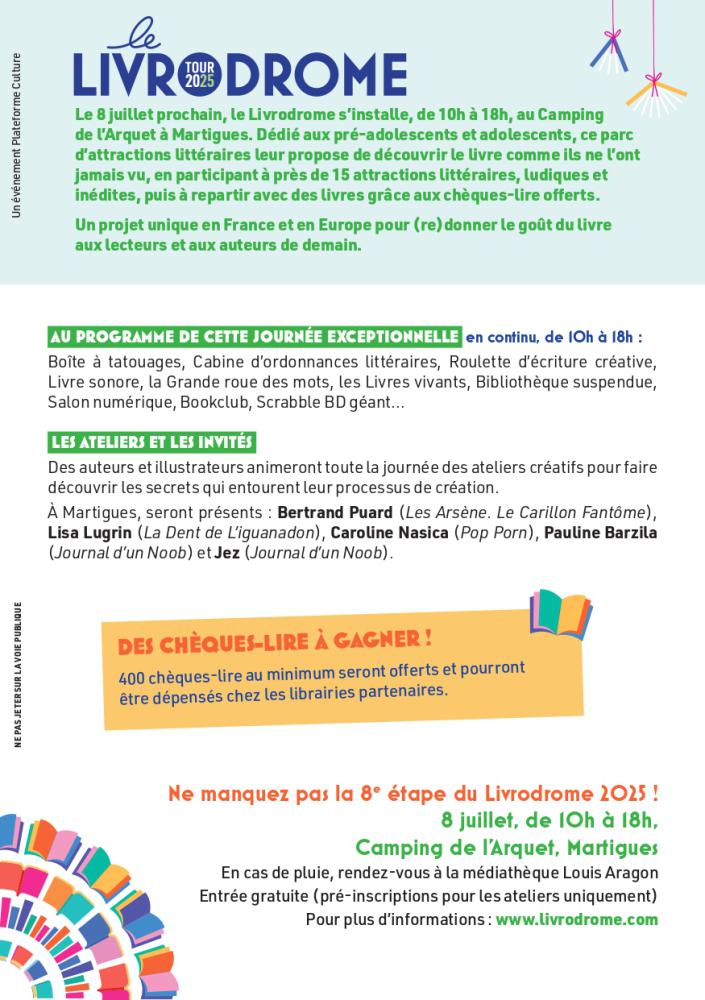 Verso de l'affiche du Livrodrome à Martigues